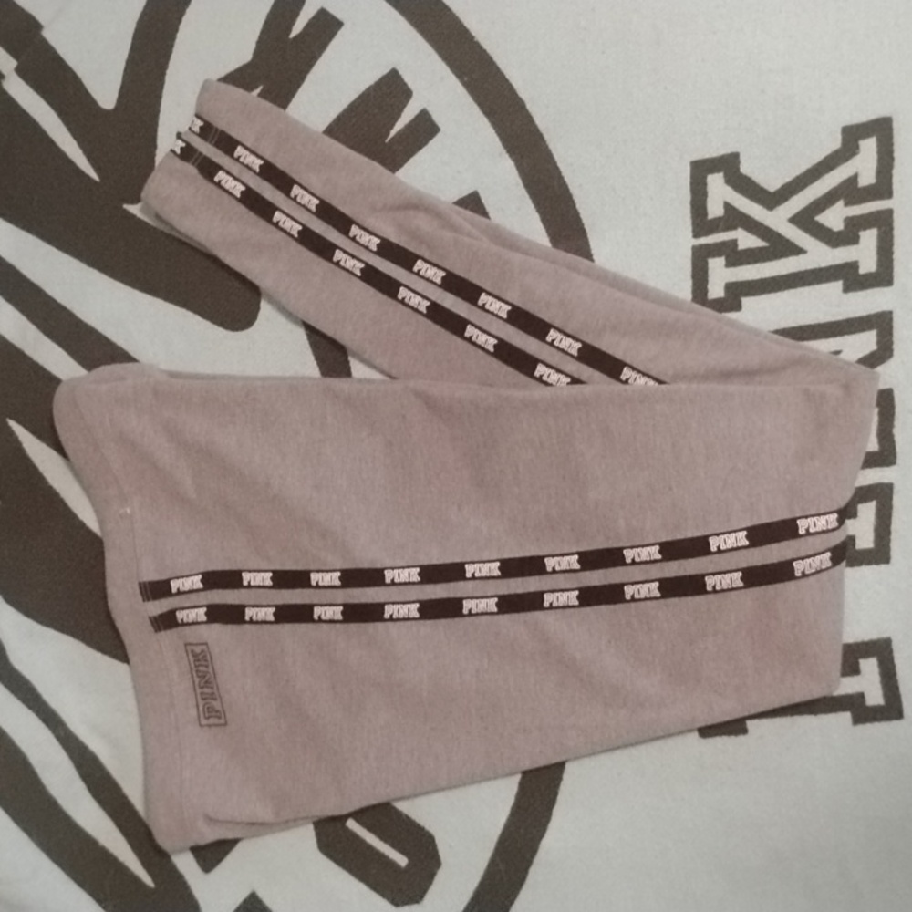 💕VS PINK Gray Cotton Logo Tape Leggings Size XS